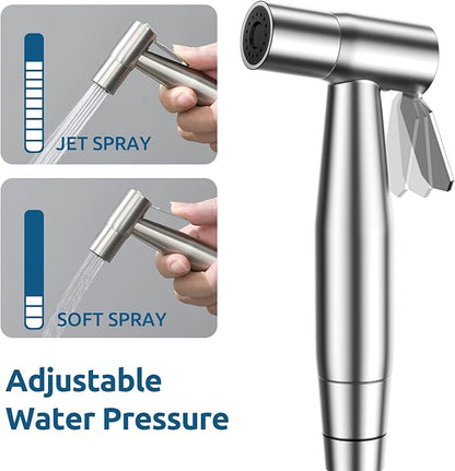 3 Packs Handheld Bidet Sprayer for Toilet with Adjustable Jet Spray for Toilet Bidet Cloth Diaper Sprayer Sets, Stainless Steel Bathroom Fixture Hardware Parts Bidet Faucets