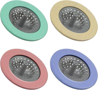 4-Pack Kitchen Sink Strainer,4.25''Diameter Soft Silicone Drain Filter for Sink, Bathroom,Tub - Anti-Clog,Dishwasher Safe,Easy to Clean Hair Catche