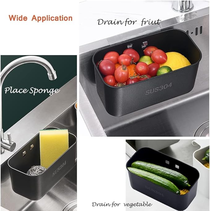 Multifunction Sink Strainer Kitchen Food Catcher Sink Strainer Basket for Filter Kitchen Waste and Wash Vegetables Fruits… (Black)