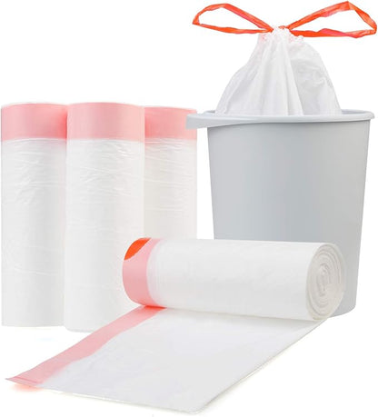 Magesh 4 Gallon Small Drawstring Trash Bags, White (Drawstring-4Gal150)