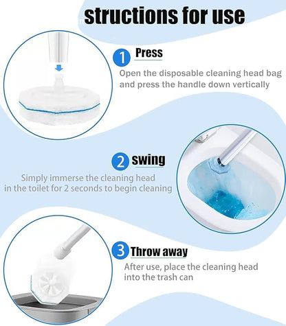 60 Pcs Disposable Toilet Wand Refills for Clorox, 5X Cleaning Power Scrubber, Upgrade Fiber Cleaner Heads for for Toilet and Bathroom Cleaning