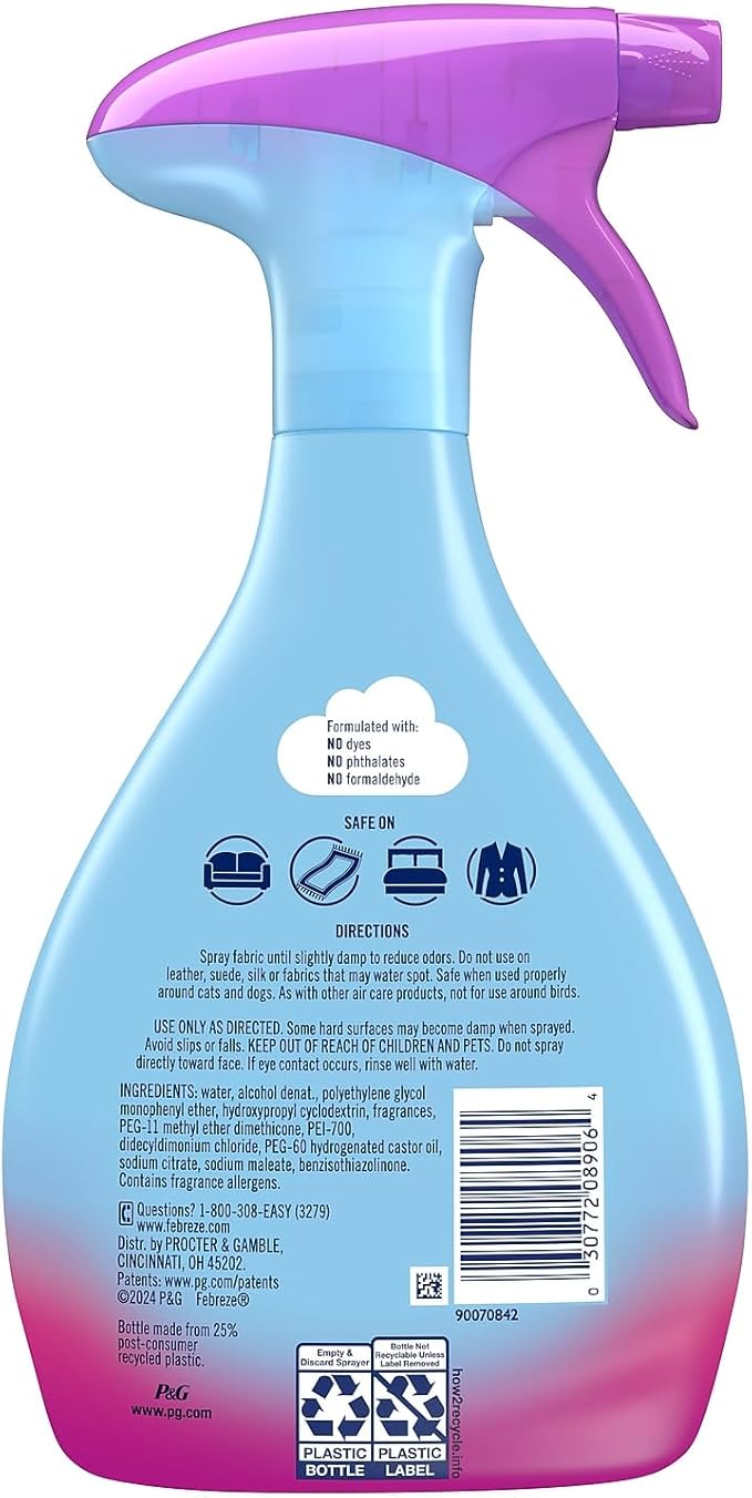Tide 19760 Spring & Renewal Febreze Air Freshener, Trigger Spray Dispenser, 27 oz, 4-5 Ph