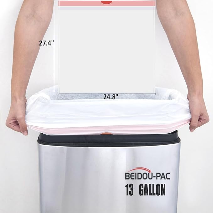 BEIDOU-PAC 13 Gallon Trash Bags Drawstring, 200 Count, White & Unscented Garbage Bags, Multi-purpose Tall Kitchen Trash Bags Can Liners for Business Home Commercial and Industrial
