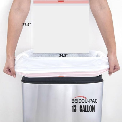BEIDOU-PAC 13 Gallon Trash Bags Drawstring, 200 Count, White & Unscented Garbage Bags, Multi-purpose Tall Kitchen Trash Bags Can Liners for Business Home Commercial and Industrial
