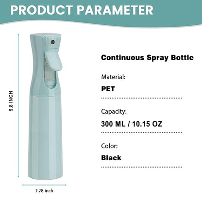 Spray Bottle for Hair (10.15OZ /300ML) Continuous Ultra Fine Mist Sprayer for Hair, Salons, Barber, Plants, Skin Care, 1 Plack Blue