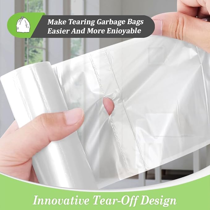Teivio 2.5 Gallon 180 Counts Strong Trash Bags Garbage Bags, Bathroom Trash Can Bin Liners, Small Plastic Bags for home office kitchen, Clear