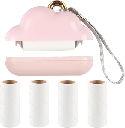 Mini Lint Roller Travel Size, Reusable Lint Roller for Travel, Pet Hair Remover Portable Lint Roller for Clothes with 150 Sheets Refillable (Pink)