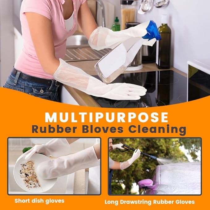 2 Pairs Silicone Dishwashing Gloves, Reusable Rubber Scrub Cleaning for Washing Dishes Gloves