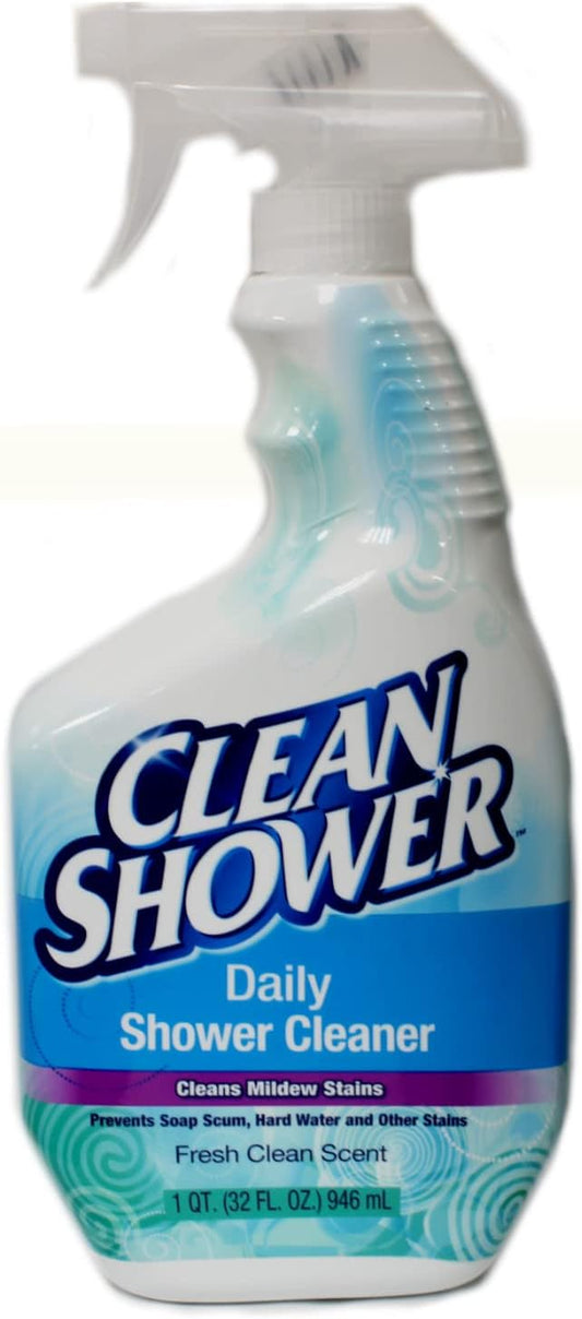 Clean Shower Daily Shower Cleaner Spray, Cleans Mildew Stains, Prevents Soap Scum, Hard Water & Other Stains, Fresh Clean Scent, 32 oz + 2 x 60 oz Refills