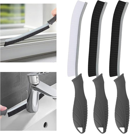 3Pcs Hard Bristle Crevice Cleaning Brush, Scrub Brush, Kitchen Sink Cleaning Brush, Grout Brush, Corner Brush Cleaning Tools for Toilet, Bathroom, Gap, Home, Household, Window (3, Grey)