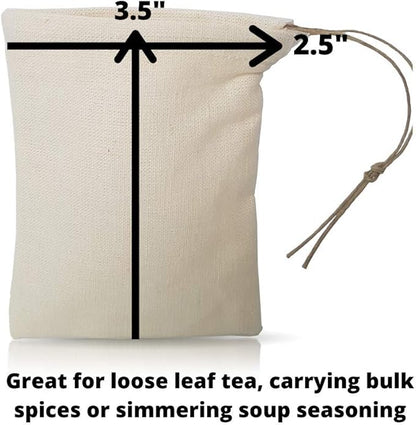 Cloth Reusable Tea Bag and Bulk Spice Bag - Made in Canada of Hemp and Organic Cotton - Zero Waste, Eco-Friendly, Natural Loose Leaf Tea Infuser