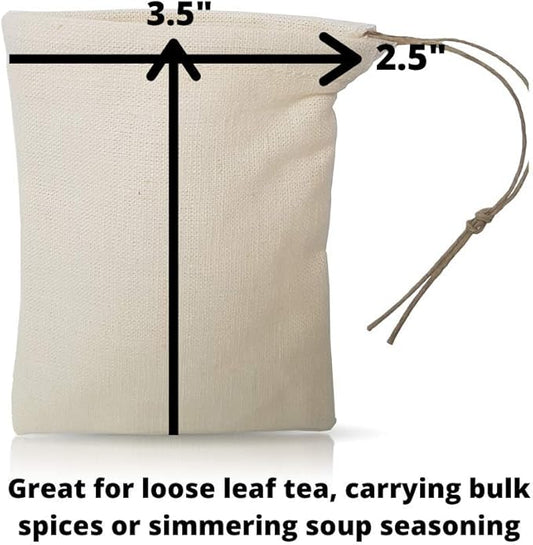 Cloth Reusable Tea Bag and Bulk Spice Bag - Made in Canada of Hemp and Organic Cotton - Zero Waste, Eco-Friendly, Natural Loose Leaf Tea Infuser