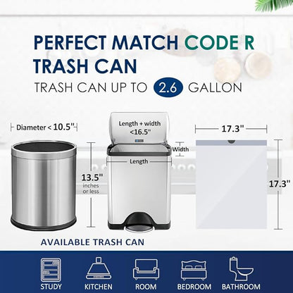 2.5 Gallon/10 Liter 100 Counts Strong Drawstring Trash Bags Garbage Bags by RayPard, Small Plastic Bags, Trash Can Liners for Home Office Kitchen Bathroom Bedroom, White Waste Basket Liners (White)