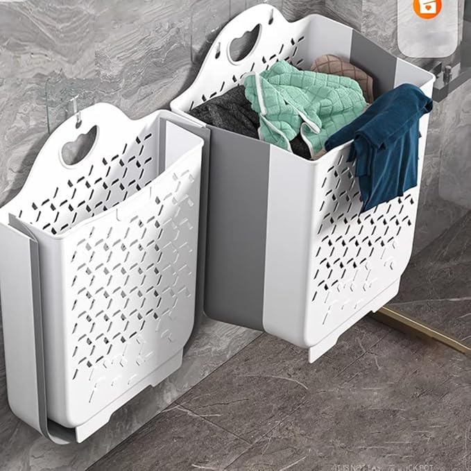 Collapsible Laundry Basket- Large Laundry Basket Hamper with 2 Handles- Space Saving Foldable Storage Container/Organizer (2pcs)