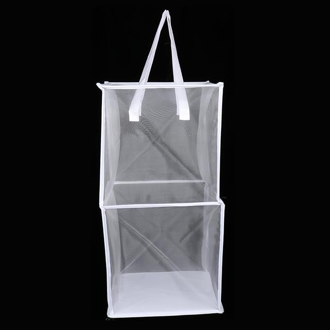 Mesh Laundry Hamper, Collapsible Laundry Basket Storage Organizer, Storage Basket Collapsible Clothes Hamper for Dorm College, White 33cmx33cmx66cm