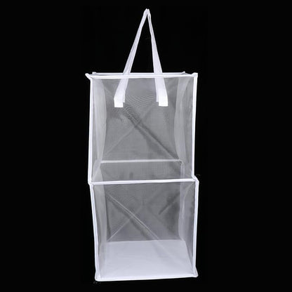Mesh Laundry Hamper, Collapsible Laundry Basket Storage Organizer, Storage Basket Collapsible Clothes Hamper for Dorm College, White 33cmx33cmx66cm