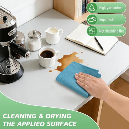 SINLAND Microfiber Dish Cloth for Washing Dishes Dish Washing Rags Best Kitchen Washcloth Cleaning Cloths Wash Cloths with Poly Scour Side 12Inchx12Inch 10 Pack Blue