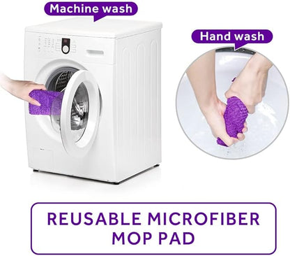 16.5 inch Mop Pads Refills, 3 Pack Microfiber Reusable Replacement Mop Pads Flat Replacements Heads for Wet Or Dry Floor Cleaning and Scrubbing, Purple Cloth