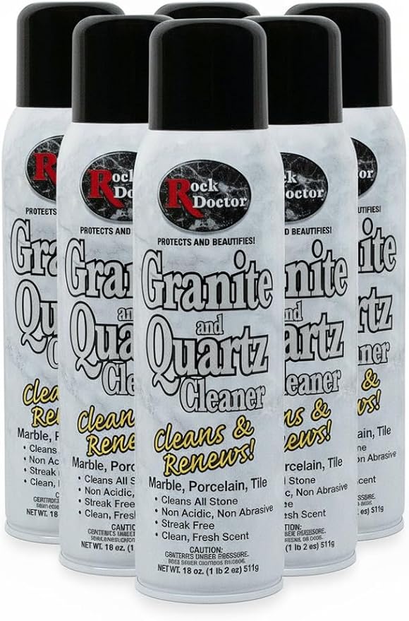 Rock Doctor Granite & Quartz Cleaner Spray 18 oz. Can, Cleans Tile, Marble, Kitchen Countertop, and Natural Stone Surfaces, Streak-Free Shine (6Pack)