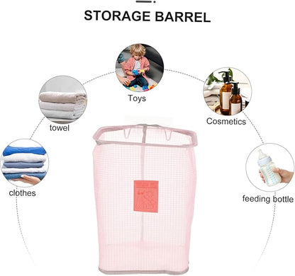 Healifty Wall-mounted Laundry Basket with Nail Hook for Space-saving Clothes Storage Bathroom Apartments Mesh Organizer