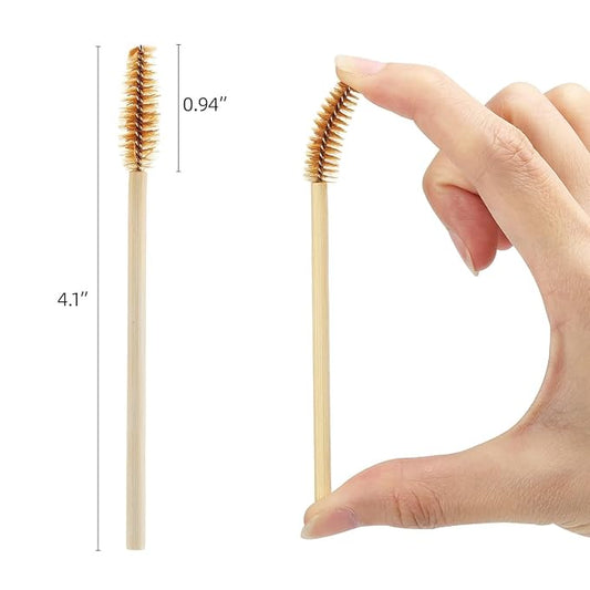 100 Pcs Disposable Wood Mascara Wands Bamboo Spoolies Brush for Eyelash Extensions, Spooly Eyebrow Brushes Lash Wand Applicator Stick (Brown)