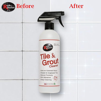 Rock Doctor Natural Tile and Grout Cleaner with brush, Remove Stains Dirt, Oil, and Soap Scum, Heavy Duty Non-Abrasive Tile Cleaner, Natural Formula