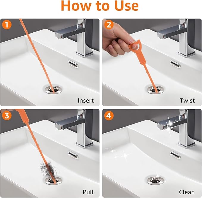 35.5inch Drain Auger Cleaner(1pcs), 25inch Drain Snake Hair Remover(3pcs), Hair Catcher Drain Clog Remover Tool Set For Kitchen Sink, Bathroom Tub, Sewer, Toilet