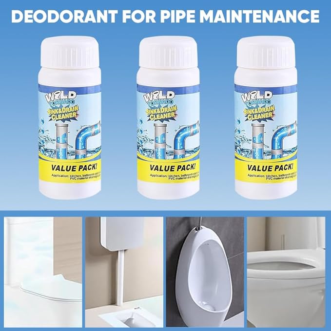 Saker Powerful Sink and Drain Cleaner Powder | Rapid-Foam Fast-Acting Pipe Declogger for Kitchen, Bathroom, Toilet & Shower Drains (5 PCS)