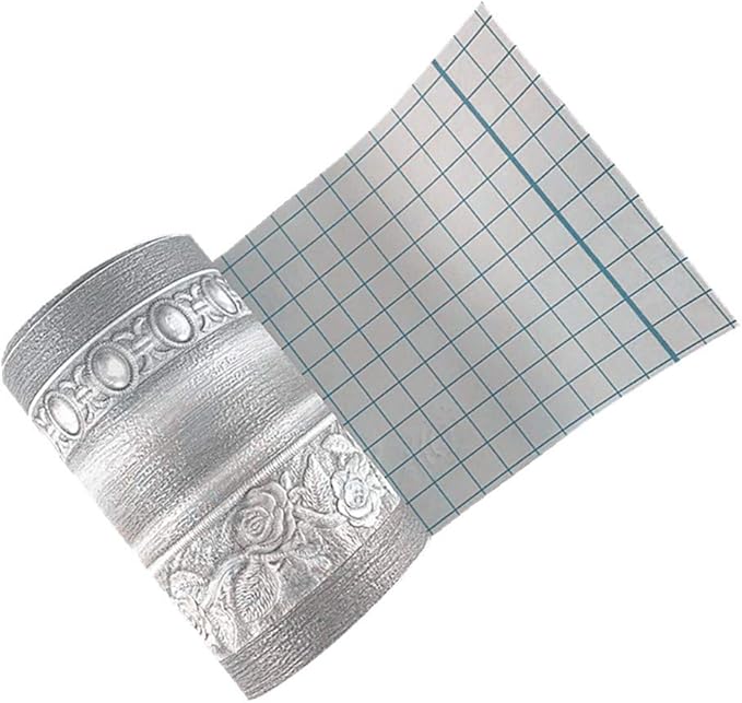 3D Wood Grain Self Adhesive Peel and Stick Waterproof Wall Border Easy to Apply Home Decor Bathroom Kitchen 4 Inch by 16.5 Feet (Gray)