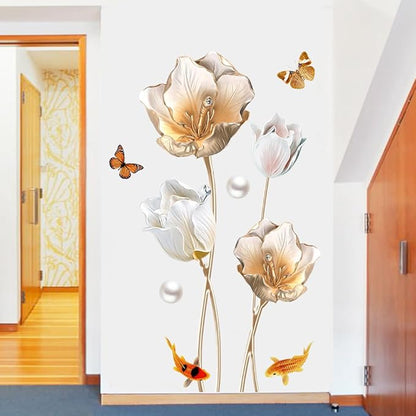 3D Wall Stickers DIY Flower Wall Decal Removable Waterproof Wall Art Decor for Bedroom Living Room Offices Home Decoration (Tulip)