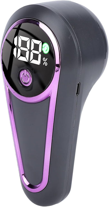 Alomejor Fabric Shaver, Electric Rechargeable Lint Remover with 6 Blades and Battery Display for Sweaters Clothing Furniture Blankets (Grey Purple)