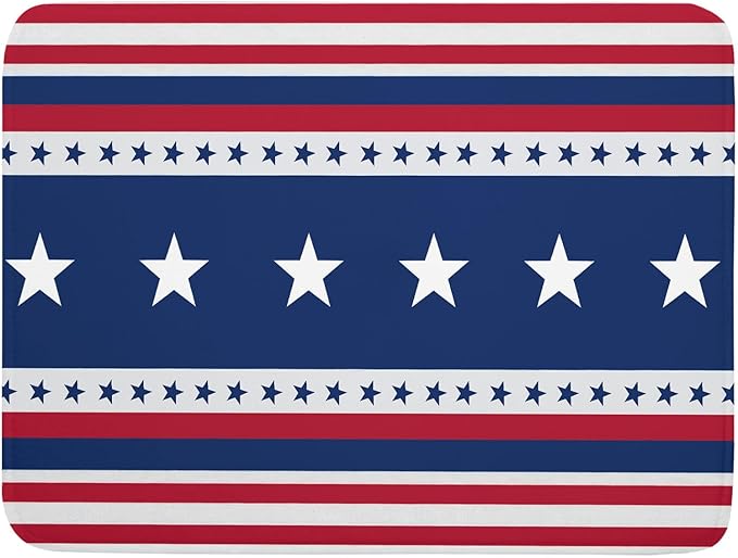 4th of July Dish Drying Mat For Kitchen Counter Independence Day Patriotic Star Stripes Memorial Day Microfiber Absorbent Drying Mats Reversible Kitchen Countertop Drainer Pad 18x24 Inch