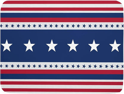 4th of July Dish Drying Mat For Kitchen Counter Independence Day Patriotic Star Stripes Memorial Day Microfiber Absorbent Drying Mats Reversible Kitchen Countertop Drainer Pad 18x24 Inch