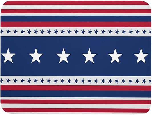 4th of July Dish Drying Mat For Kitchen Counter Independence Day Patriotic Star Stripes Memorial Day Microfiber Absorbent Drying Mats Reversible Kitchen Countertop Drainer Pad 18x24 Inch