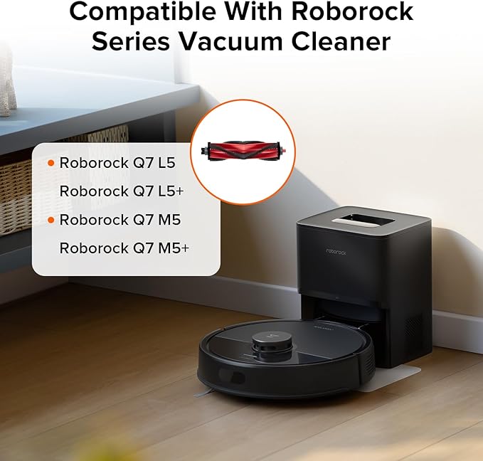 roborock Anti-Tangle Rubber Main Brush for Q7 M5, Q7 M5+, Q7 L5, Q7 L5+ Robot Vacuum Cleaners, Durable Synthetic Bristles, 1-Pack