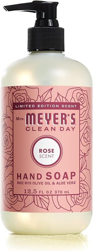 Mrs. MEYER'S Rose Scent Kitchen Basics Set, Dish Soap, Hand Soap, Multi-Surface Everyday Cleaner 3 ct.