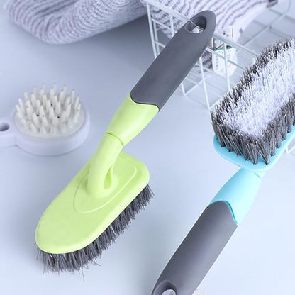 Cabilock Floor Scrub Brush with Long Handle, Hard Bristle Tile and Bathtub Cleaner for Deep Bathroom, Kitchen, and Carpet Cleaning, Yellow Plastic Shower and Toilet Scrubber