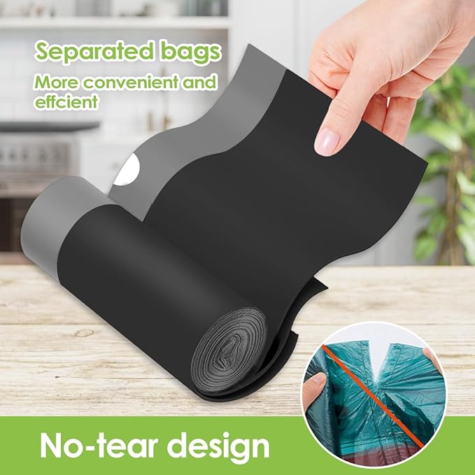8 Gallon Small 120 Counts Strong Drawstring Trash Bags Garbage Bags by Teivio, Bathroom Trash Can Bin Liners, Plastic Bags for home office kitchen, Black