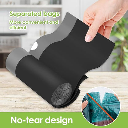 8 Gallon Small 120 Counts Strong Drawstring Trash Bags Garbage Bags by Teivio, Bathroom Trash Can Bin Liners, Plastic Bags for home office kitchen, Black