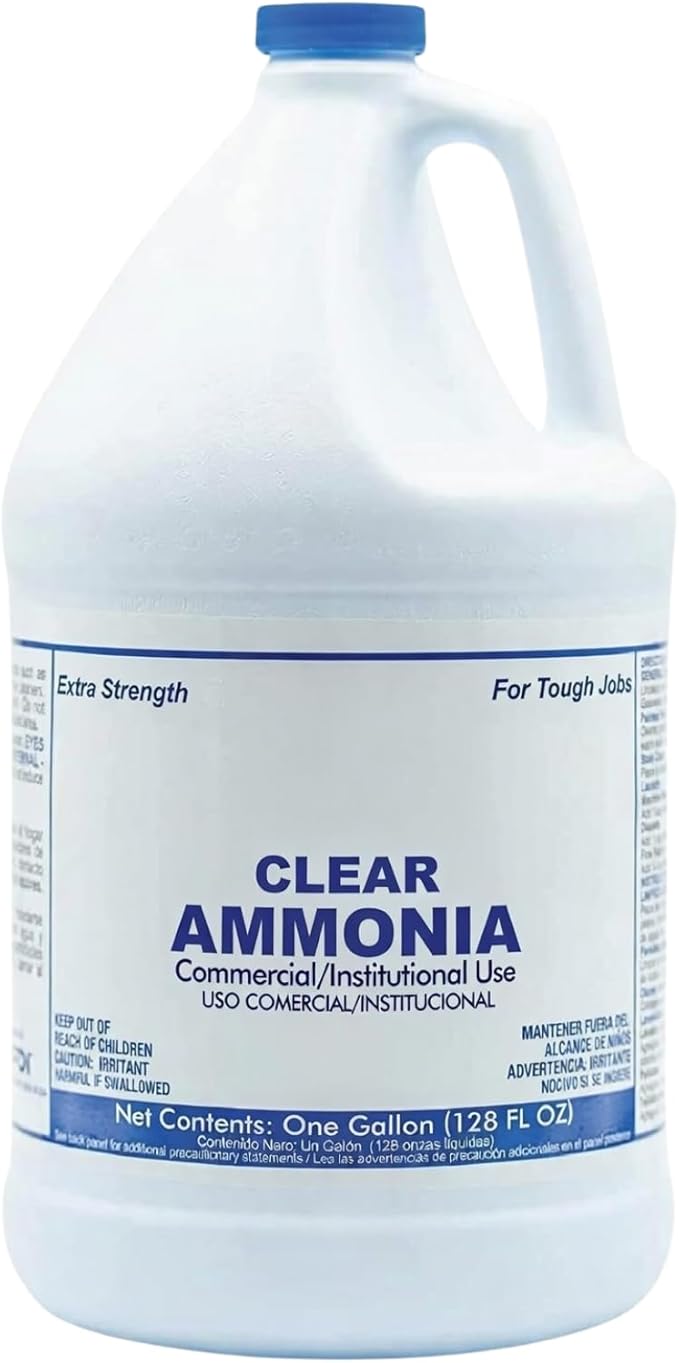 (4 Gallons) Clear Ammonia Cleaner Liquid, Multi-Surface Cleaning Solution | Removes Grease, Hard Water Stains and Odors - Multipurpose Kitchen Bathroom and Commercial Use - 1 Gallon, 4 Pack