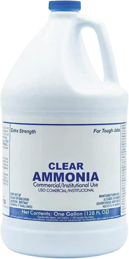 (4 Gallons) Clear Ammonia Cleaner Liquid, Multi-Surface Cleaning Solution | Removes Grease, Hard Water Stains and Odors - Multipurpose Kitchen Bathroom and Commercial Use - 1 Gallon, 4 Pack