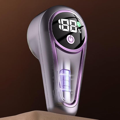 Fabric Shaver, Electric Rechargeable Lint Remover with 6 Blades Sweater Defuzzer for Clothing Furniture ABS Metal (Grey Purple)