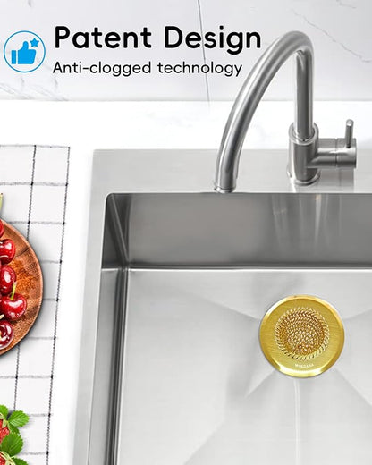 Wokdada Gold Sink Strainer, Reversible Mesh Sink Strainer with 304 Stainless Steel, Revolutionary Anti-Rust Kitchen Sink Drain Strainer Food Catcher for Garbage Disposal Without Clogging
