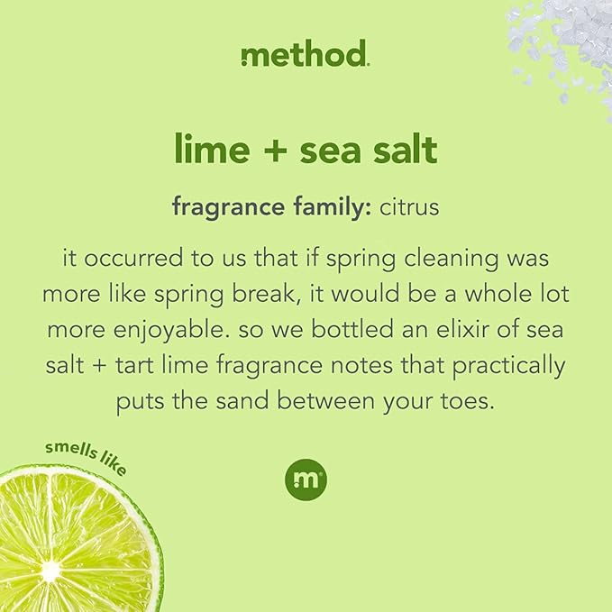 Method Dish Soap, Lime + Sea Salt, Tough on Grease, 18 Fl Oz (Pack of 2)