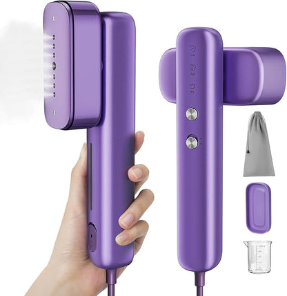 Travel Steamer for Clothes, 100–230V Dual Voltage 2-in-1 Handheld Garment Steamer & Iron, 15s Fast Heat-Up, 80ml Leak-Proof Tank, Large Ceramic Plate, Auto Shut-Off, Portable for Home & Travel