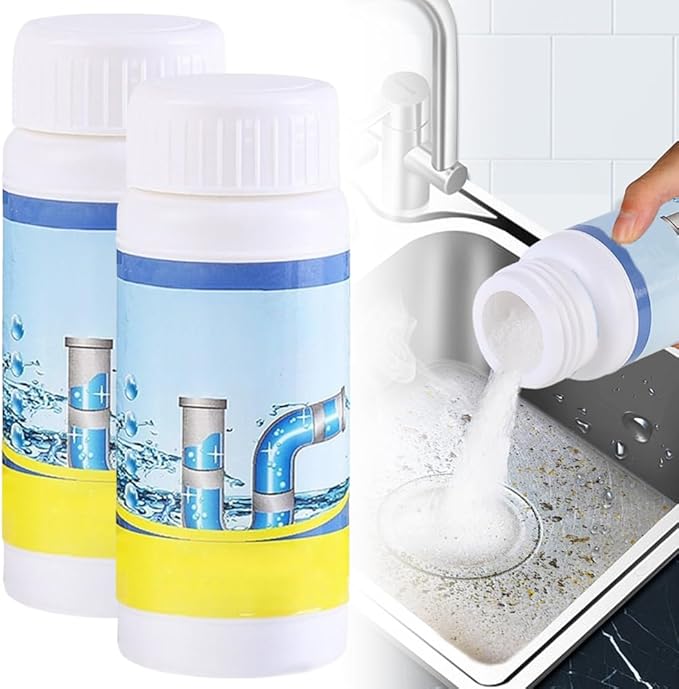Sink and Drain Cleaner, 2025 New Sink Drain Cleaning Powder, Multi-functional Pipe Unclogging Solution for Kitchen and Bathroom, Fast Acting Clog Remover for Home Users (2pcs)