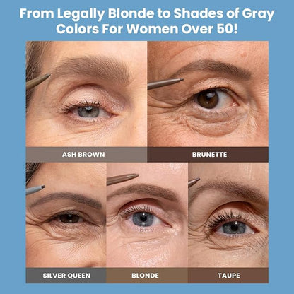 PrimeBrow Pencil for Mature Women – Ultra-Precise Tip for Natural, Hair-Like Strokes – Smudge-Proof & Long-Lasting Wear – Great for Thinning, Sparse, or Graying Brows (Taupe)