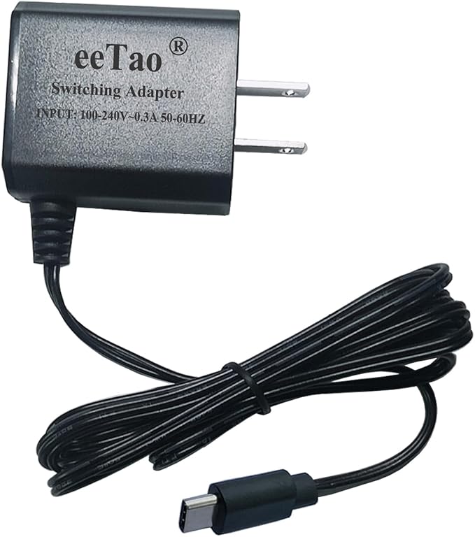 USBC AC/DC Adapter Charger Replacement Compatible with Dovety CB-02 CB02 Electric Spin Scrubber Cordless Cleaning Brush 3000mAh Lithium Ion Battery 5V DC5V 5VDC 5.0V Power Supply Cable Cord