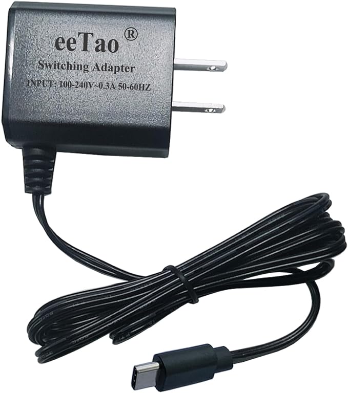 USBC AC/DC Adapter Charger Replacement Compatible with Dovety CB-02 CB02 Electric Spin Scrubber Cordless Cleaning Brush 3000mAh Lithium Ion Battery 5V DC5V 5VDC 5.0V Power Supply Cable Cord