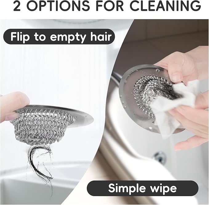 Wokdada Bathtub Drain Hair Catcher, Fast Drainage Shower Drain Hair Catcher, Reversible 304 Stainless Steel Drain Protector for Pop-Up and Regular Drains of Bathroom(Patented Product)